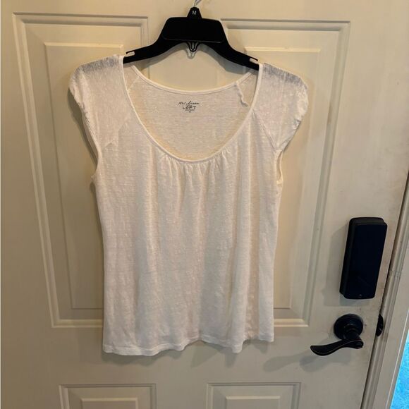 LOFT Classic White Linen Short Sleeve Top - Picture 2 of 4